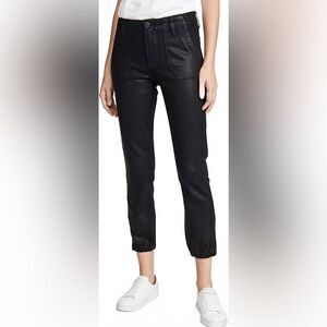 PAIGE Jeans Mayslie Luxe Coated Joggers | Size 32 | Black Fog